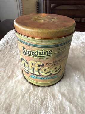 Vintage Sunshine Coffee by Ballonoff Tin Canister collectible farmhouse cottage